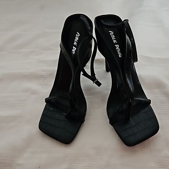 Public Desire Women's Strappy Square Open Toe Heel Shoes Size 6 Black - Picture 12 of 16